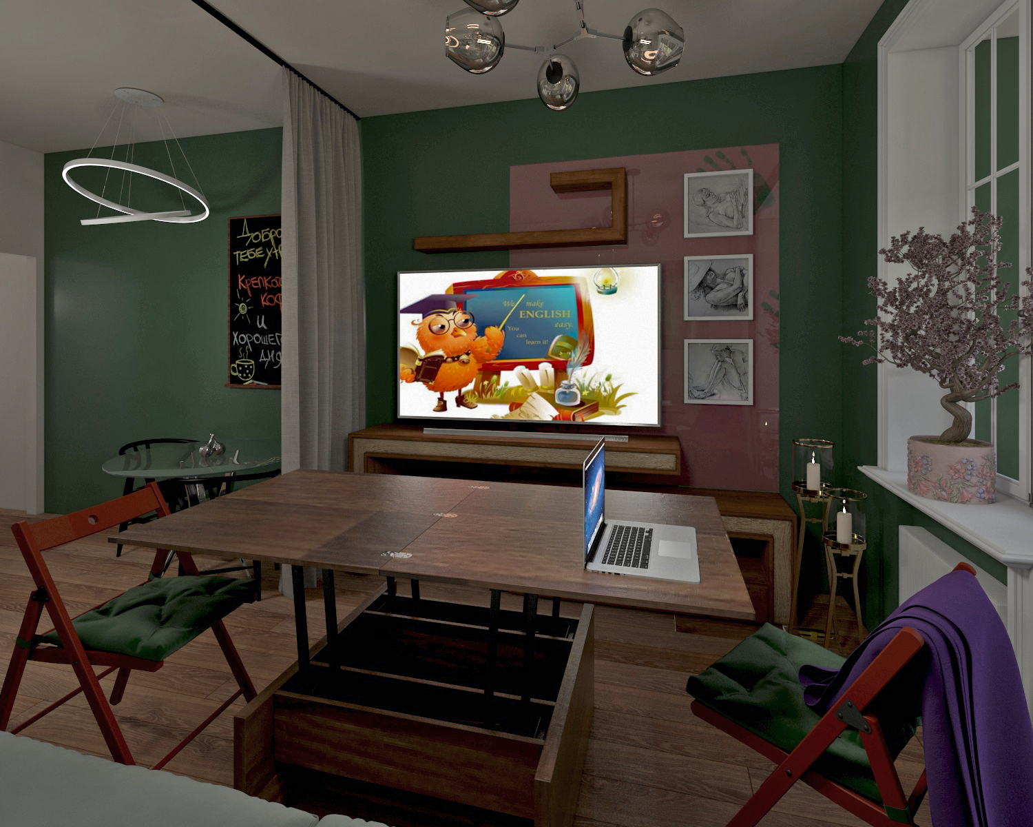 Studio apartment in 3d max vray 3.0 image