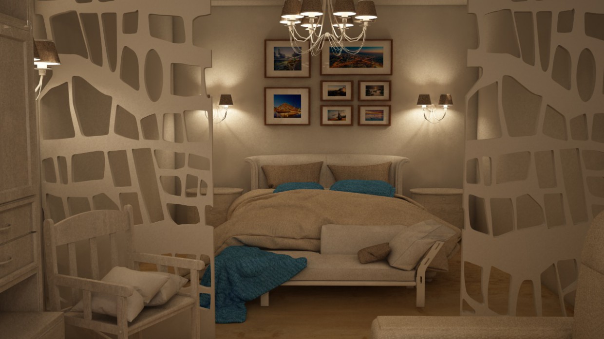 The Interior of an apartment in Cinema 4d vray image