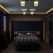 Schlafzimmer im Licht der Nachtstadt in 3d max vray 3.0 Bild