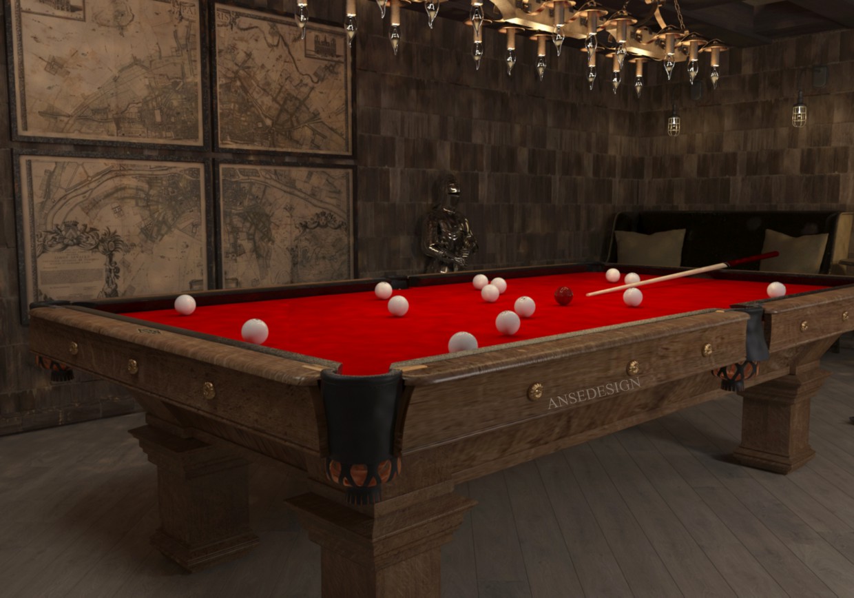 Billiard in the chivalric style in 3d max vray image