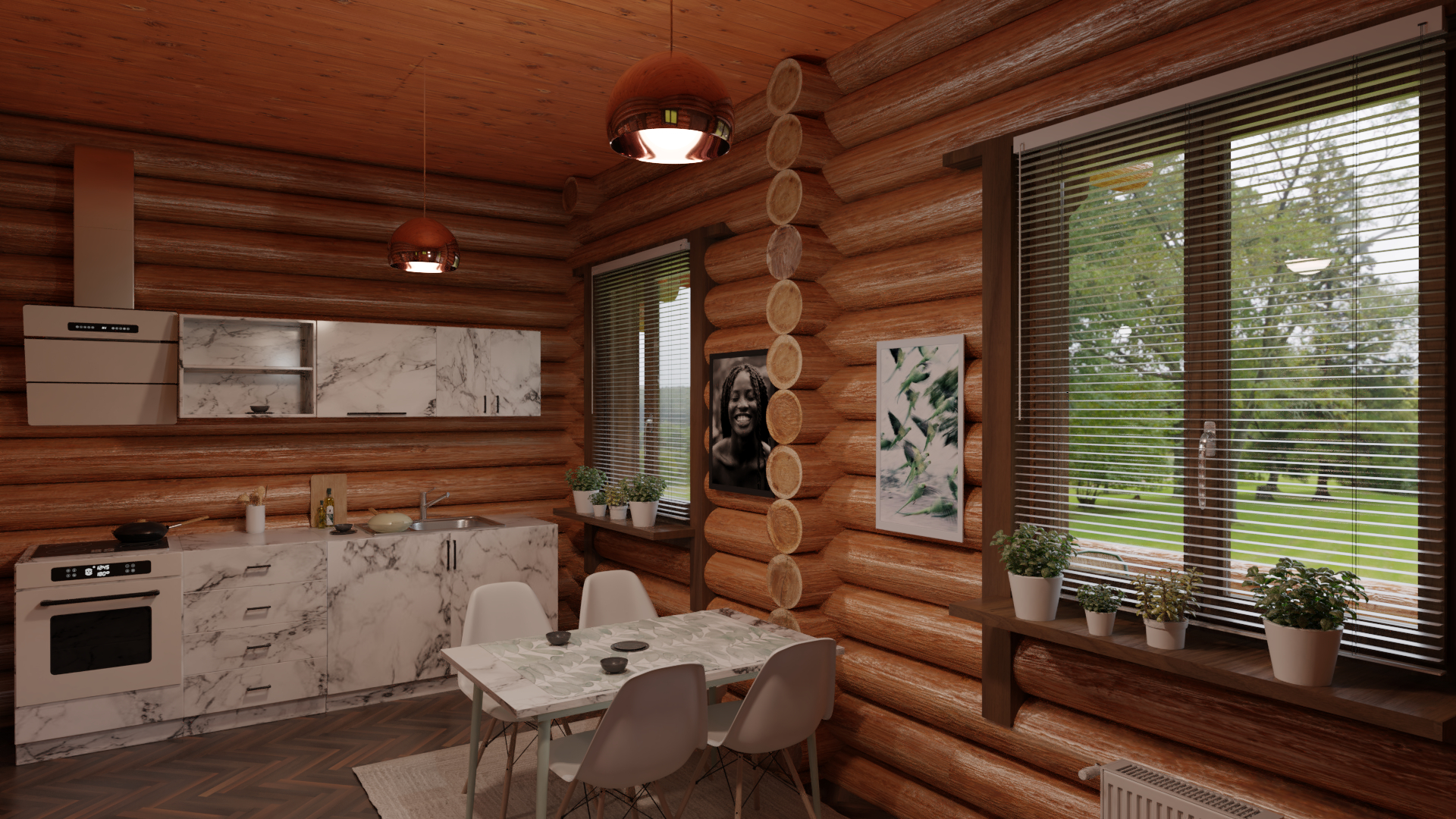 लकड़ी के घर Blender cycles render में प्रस्तुत छवि