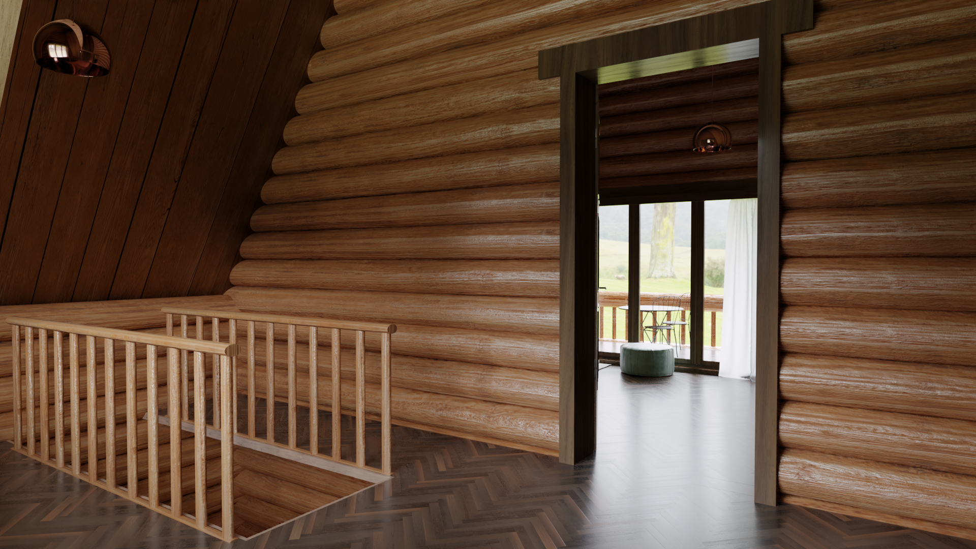 wooden house в Blender cycles render изображение