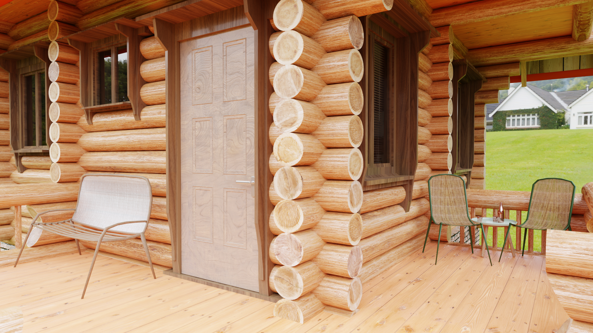 wooden house в Blender cycles render изображение