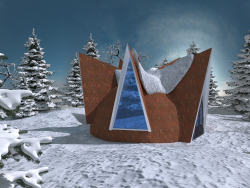 Casa de cúpula no inverno