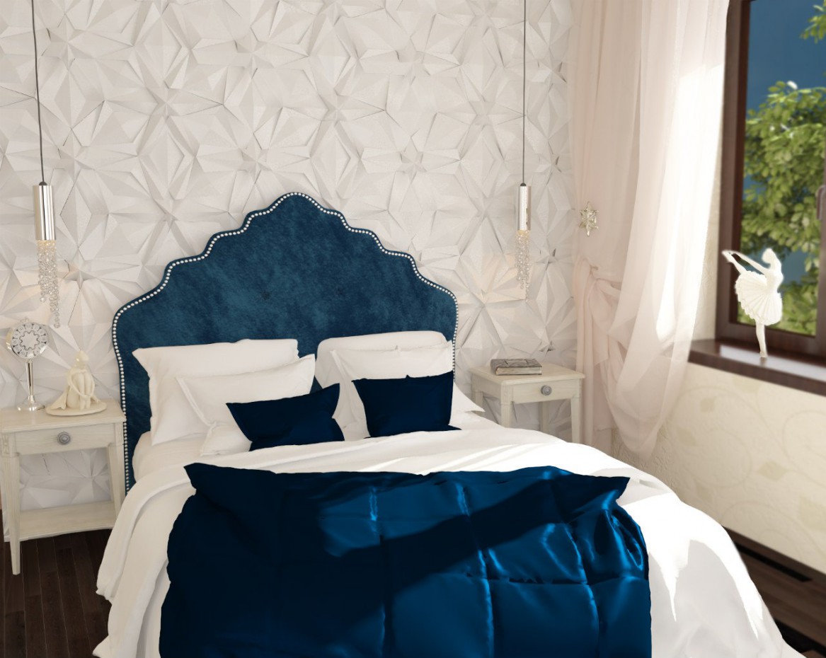 Camere da letto in colori freddi in 3d max vray immagine