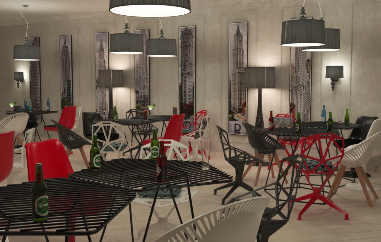 Café de estilo moderno. imagen de Café de estilo moderno. en 3d max vray