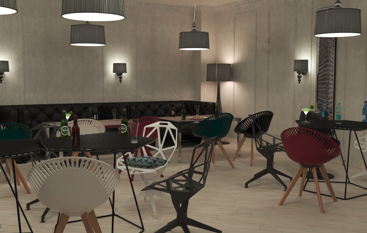 Café de estilo moderno. imagen de Café de estilo moderno. en 3d max vray
