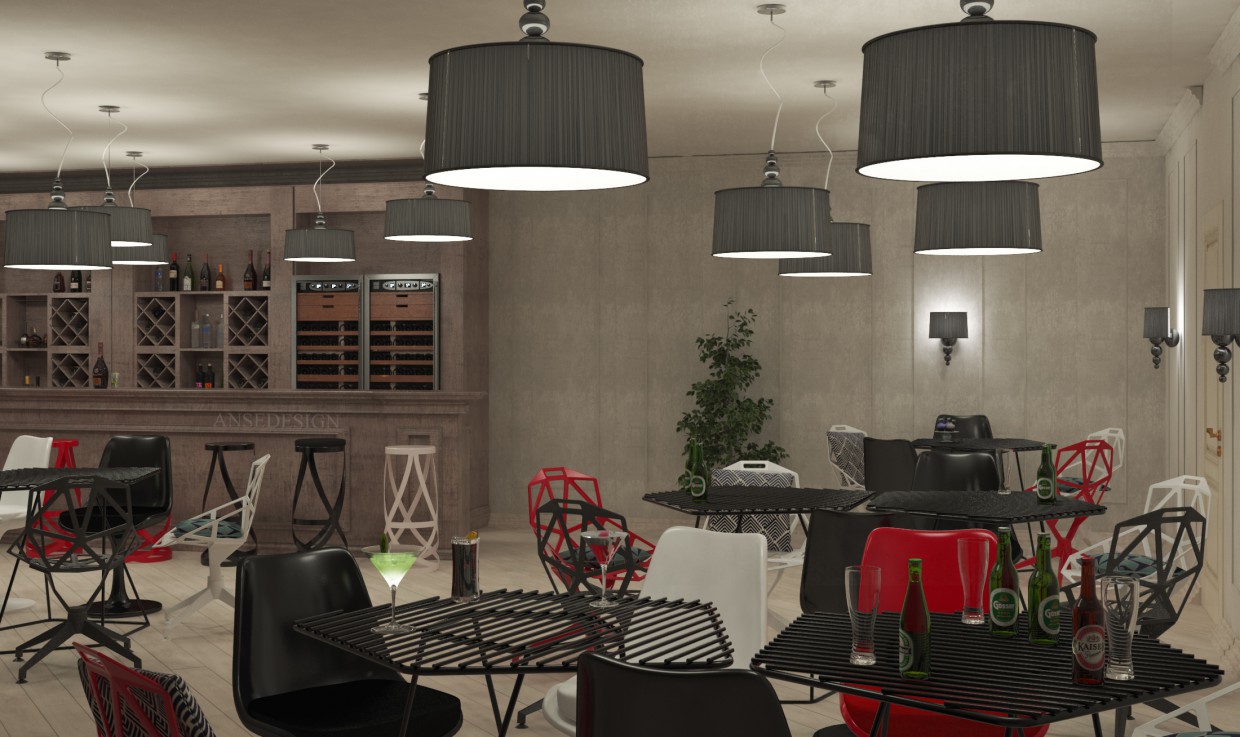 Café de estilo moderno. imagen de Café de estilo moderno. en 3d max vray