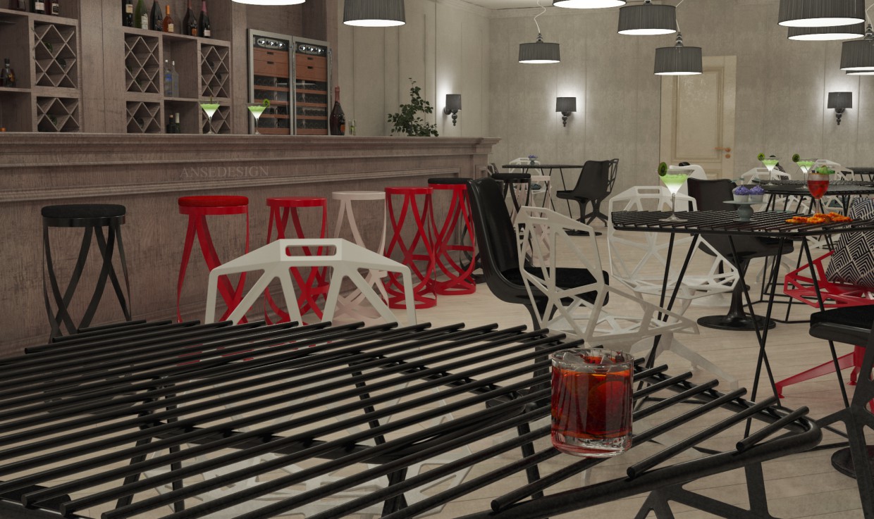 Café de estilo moderno. imagen de Café de estilo moderno. en 3d max vray