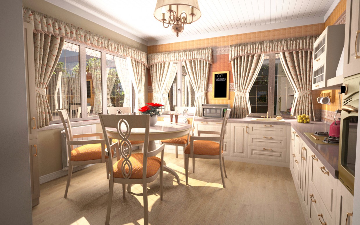 Mutfak ve salonu in 3d max vray resim