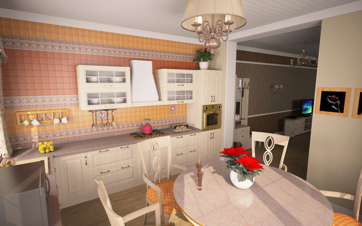 Kitchen and Hall Kitchen and Hall in 3d max vray image
