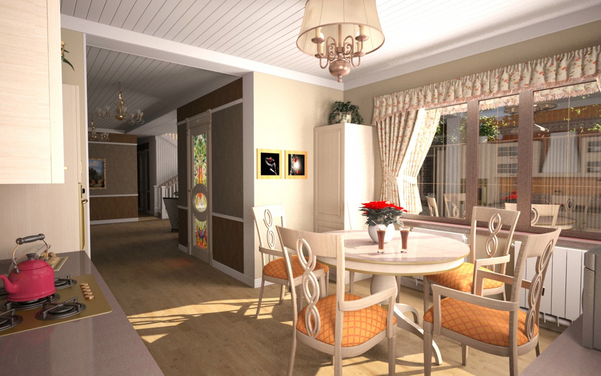 Kitchen and Hall Kitchen and Hall in 3d max vray image