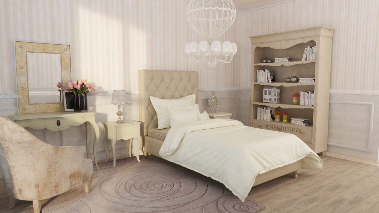 imagen de Habitacion chica adolescente en 3d max vray