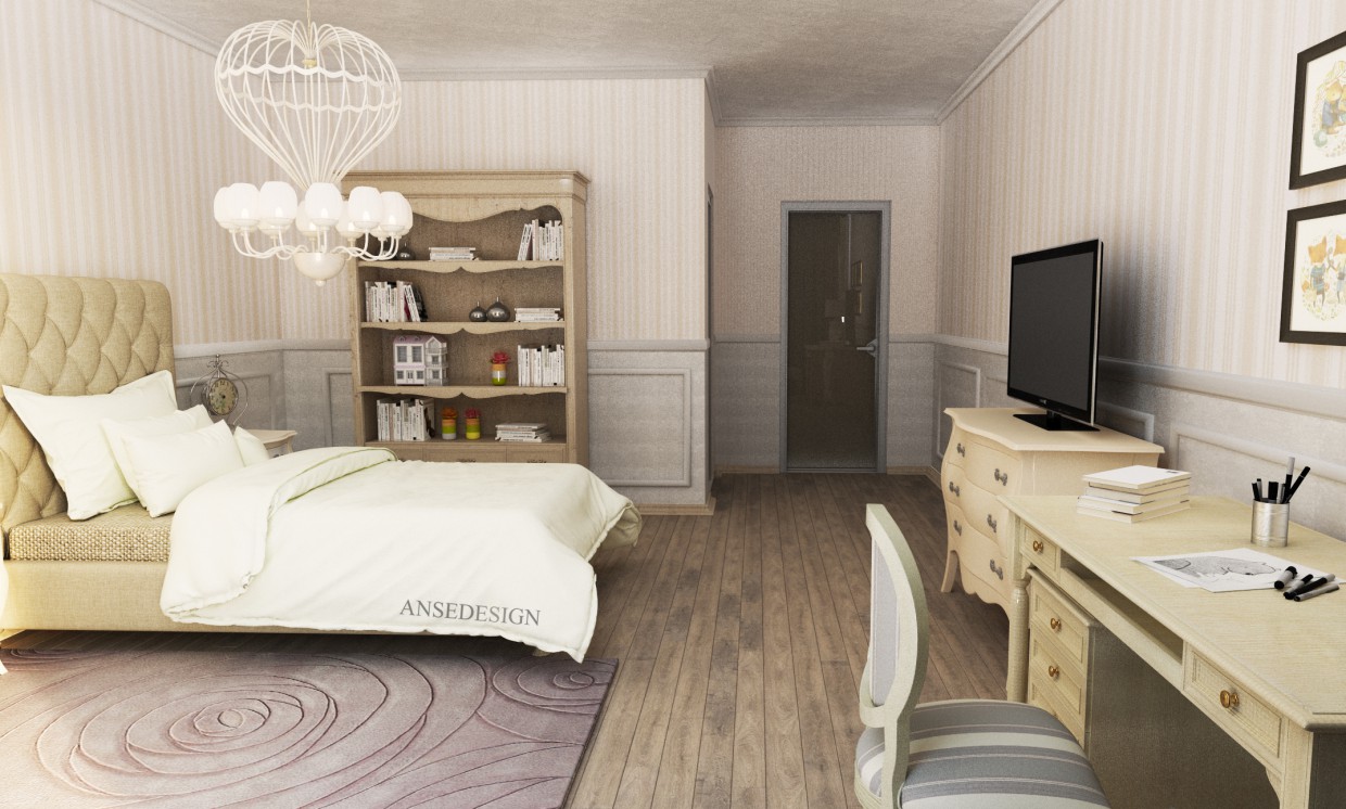 Кімната дівчинки-підлітка Кімната дівчинки-підлітка в 3d max vray зображення