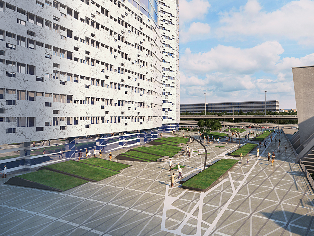 Centros comerciais e hotéis exteriores em 3d max corona render imagem