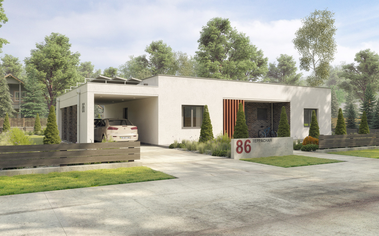 Wohngebäude aus Polystyrolbetonplatten. in 3d max corona render Bild