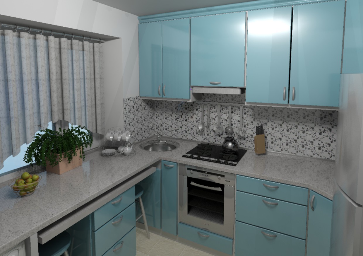 Кухня в 3d max mental ray изображение