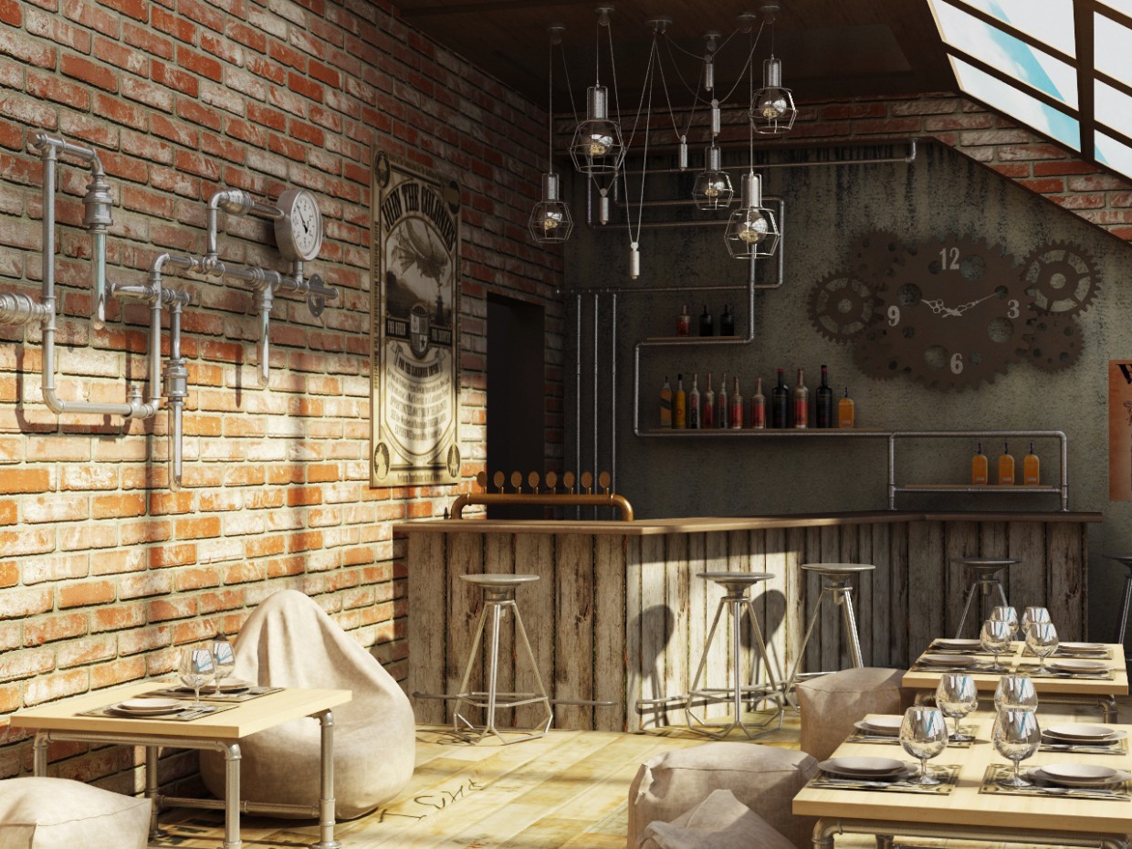 El interior de la barra imagen de El interior de la barra en 3d max vray