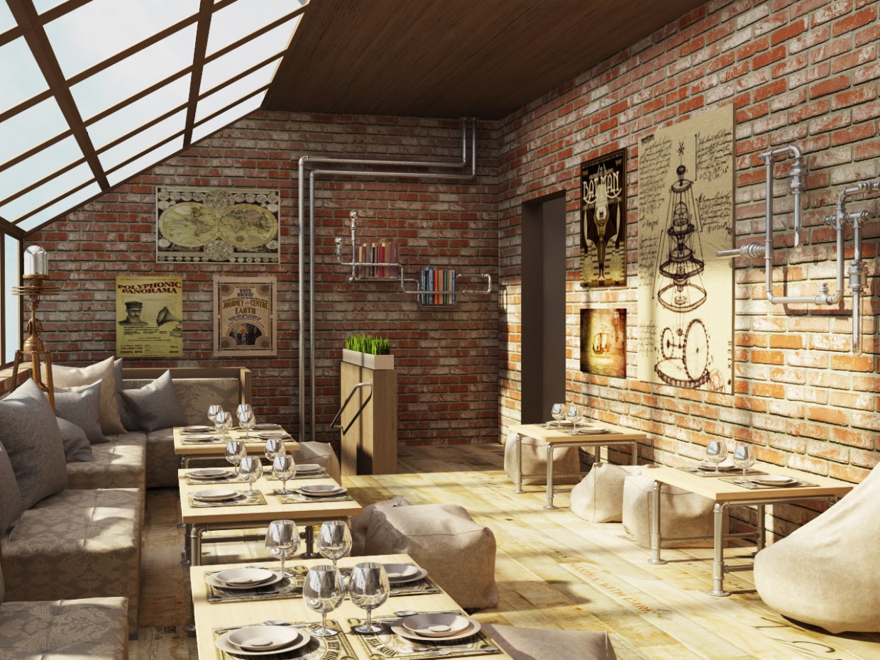 El interior de la barra imagen de El interior de la barra en 3d max vray