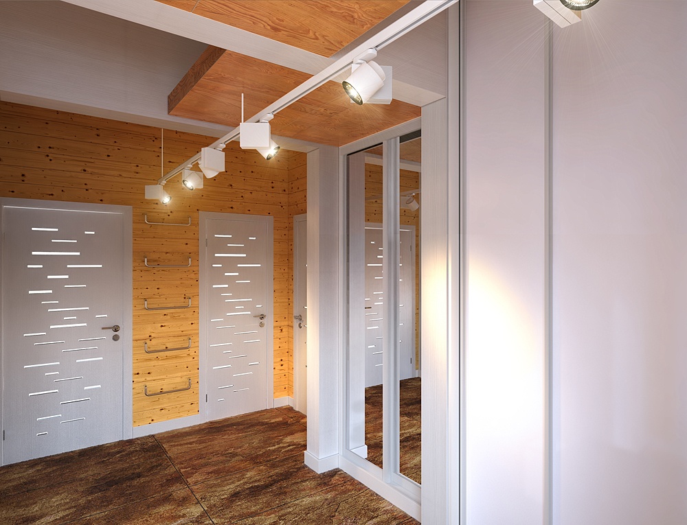 Une maison en bois moderne. Intérieur et extérieur dans 3d max corona render image
