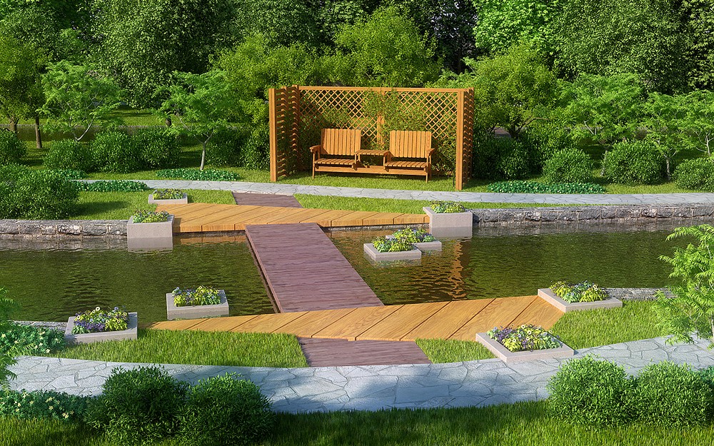 Landscaping in the Millennium Park in Blender corona render image