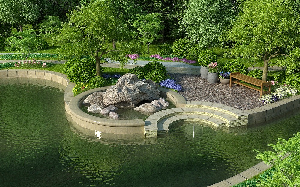 Благоустрій території в Міленіум парку в Blender corona render зображення