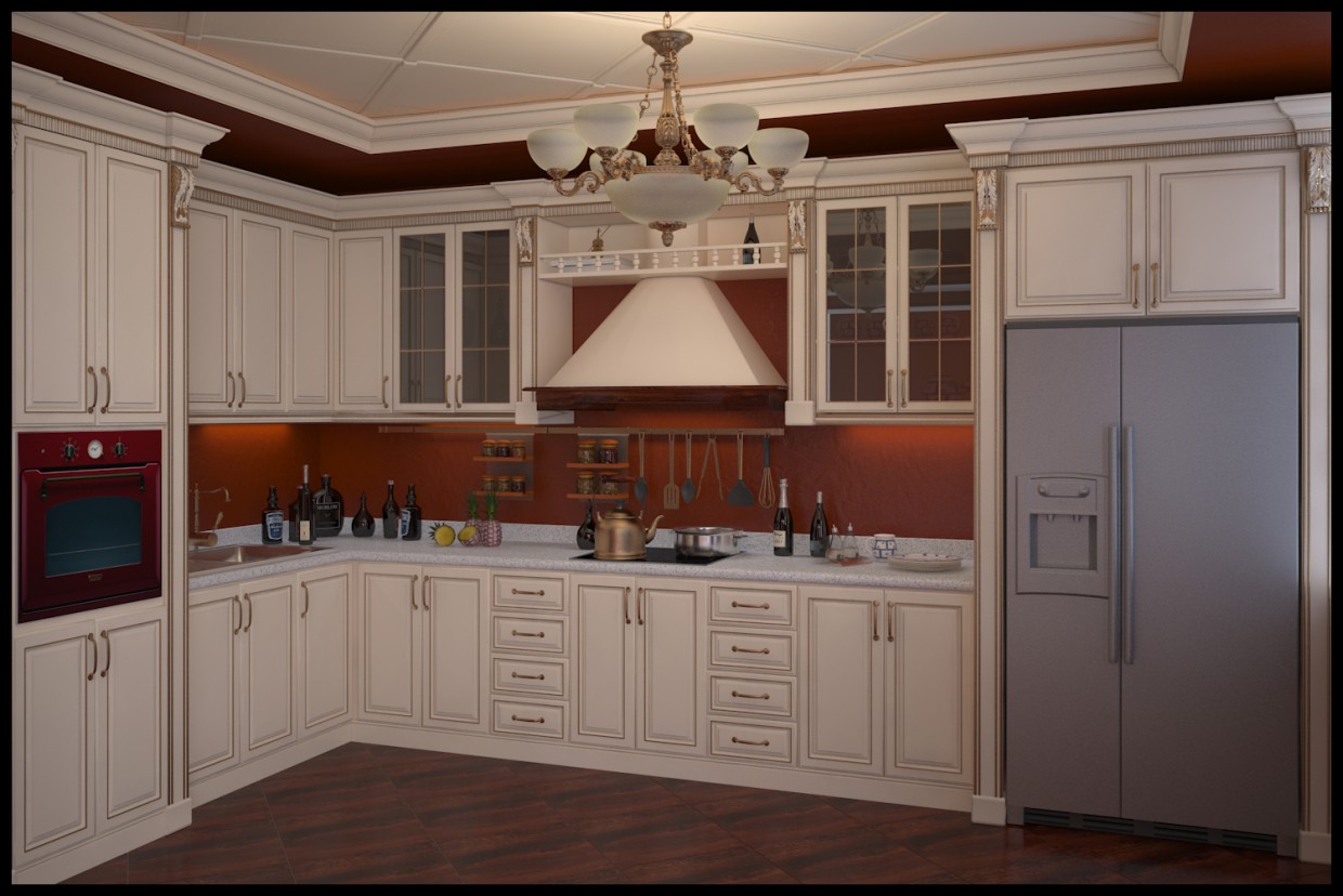 Кухня классик в 3d max vray изображение