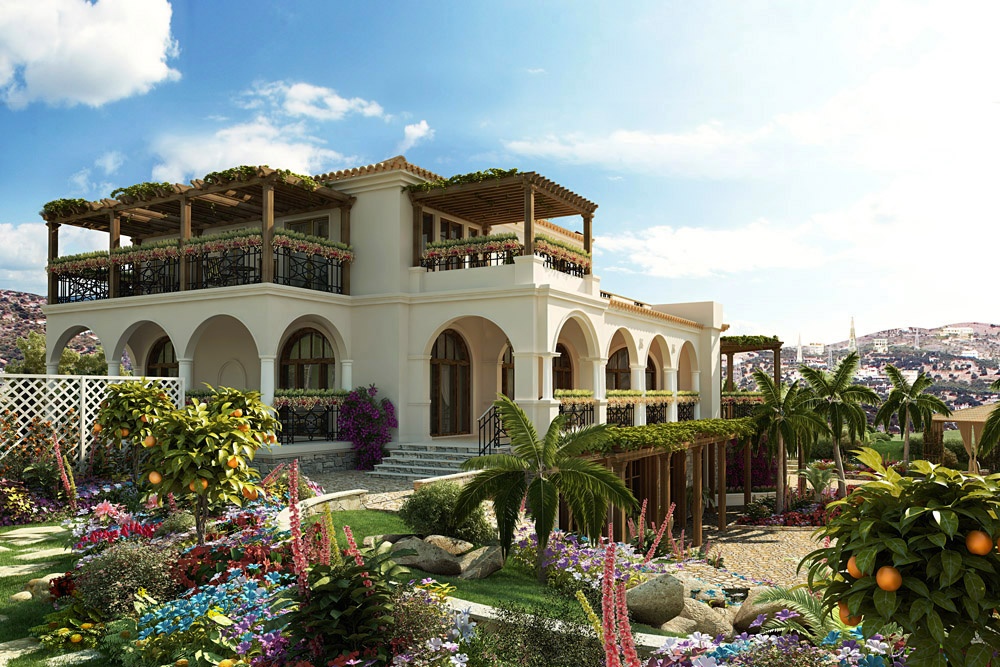 Villa em Creta em 3d max corona render imagem