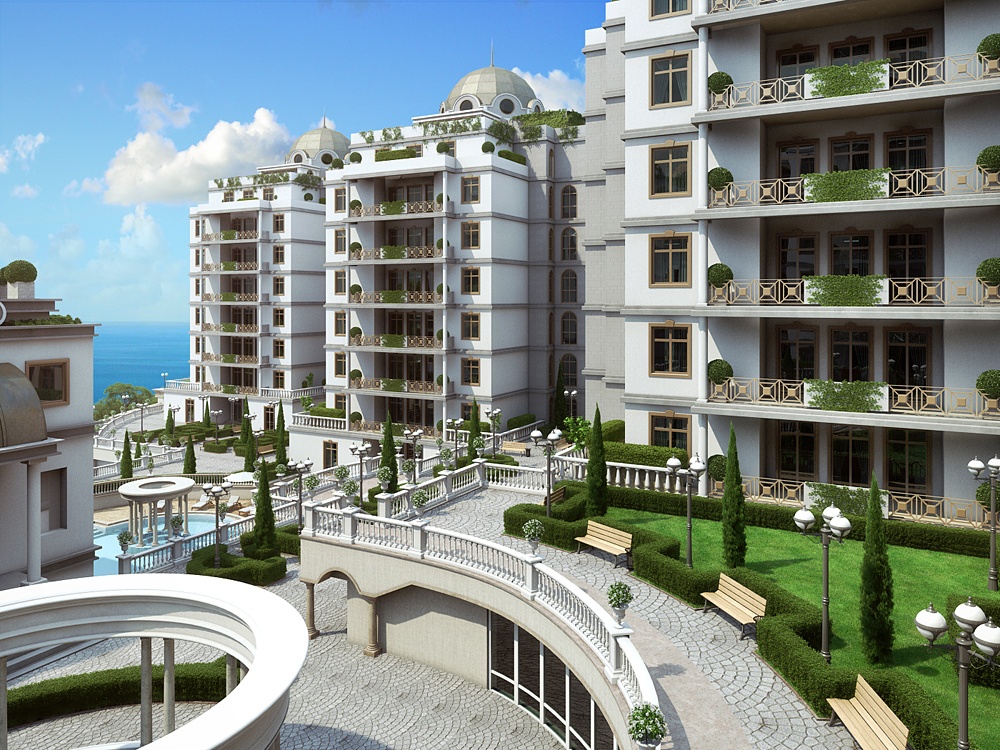 Complesso residenziale "Diplomat" in 3d max corona render immagine