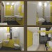 Disposition de tuile de salle de bains Tubadzin, collection couleur jaune dans 3d max vray image