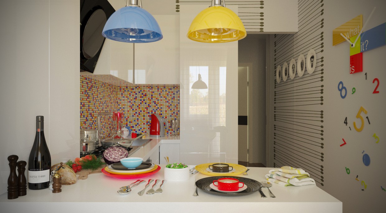 kitchen for young people kitchen for young people в 3d max corona render изображение
