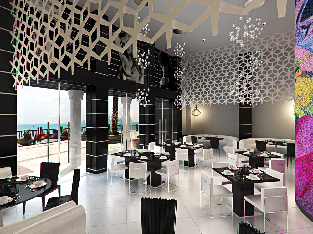 Restaurant in Dubai in Blender cycles render Bild