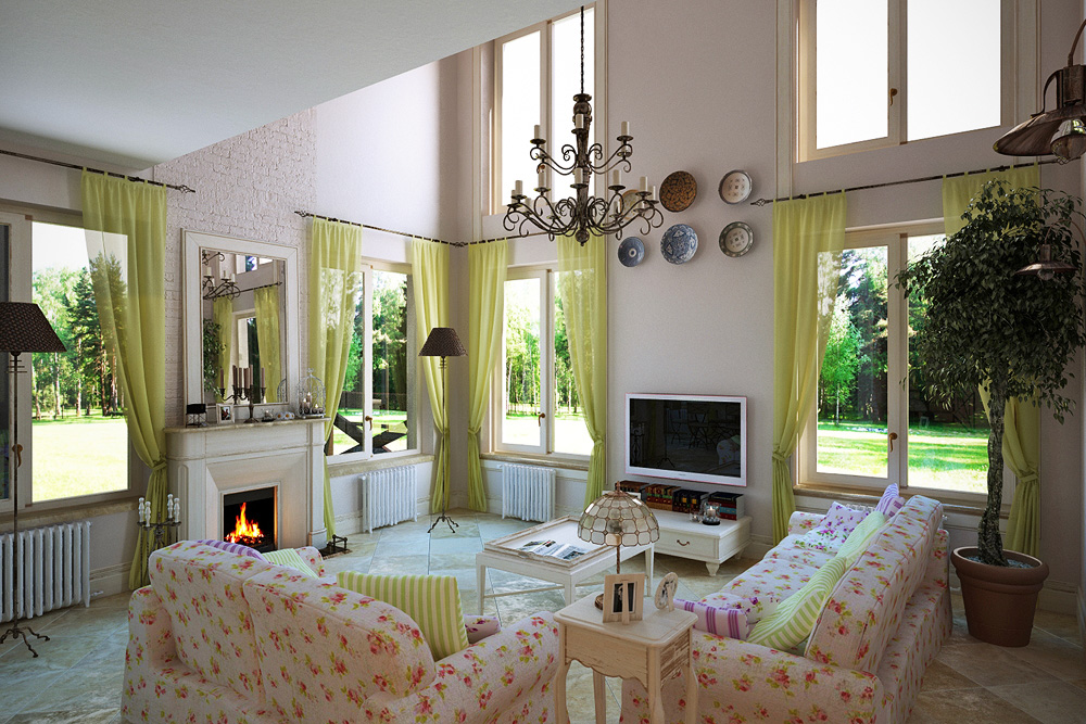 "Provence" tarzında 200 m²'lik bir evin tasarım projesi in 3d max corona render resim