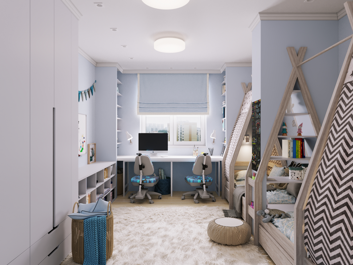 Children's room (wigwam huts)) in 3d max corona render image