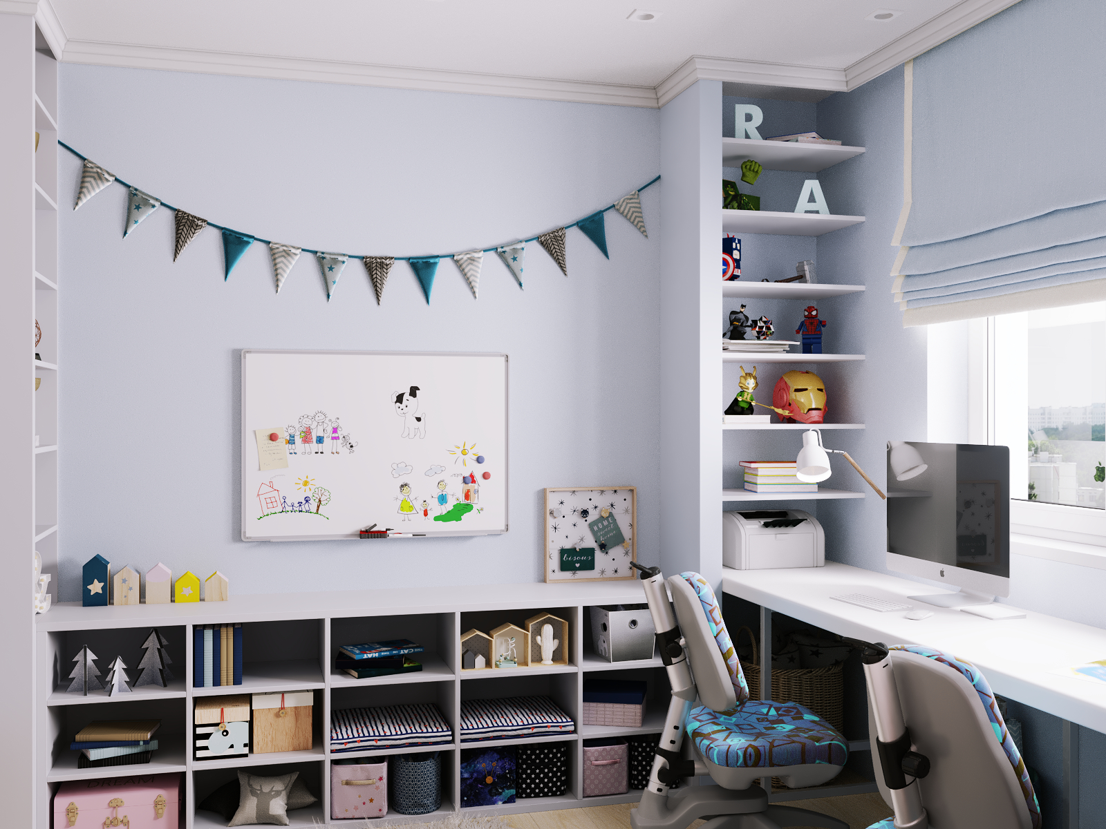 Chambre d'enfants (cabanes de wigwam) dans 3d max corona render image
