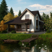 Maison sur la rive du lac dans 3d max corona render image