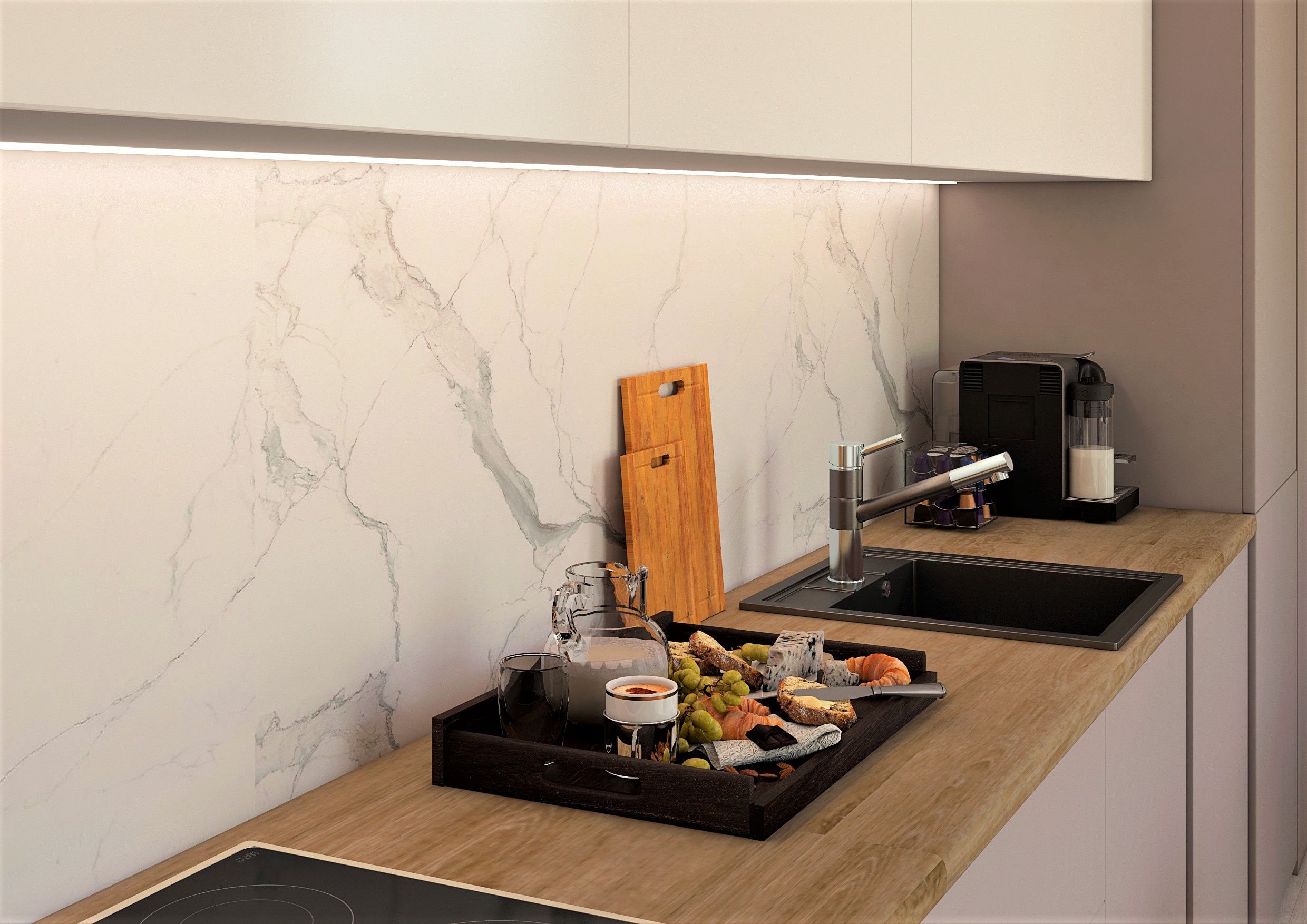 imagen de Visualización del proyecto cocina-salón. en 3d max vray 3.0
