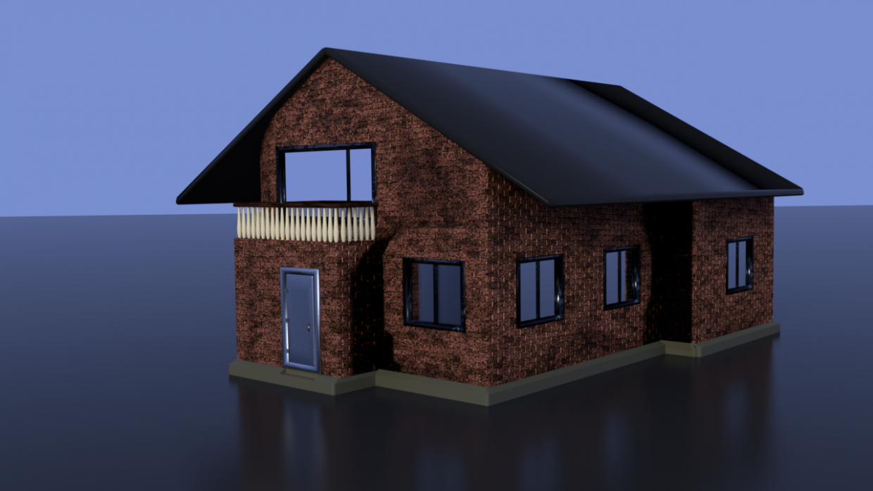 simple_house in Blender cycles render image