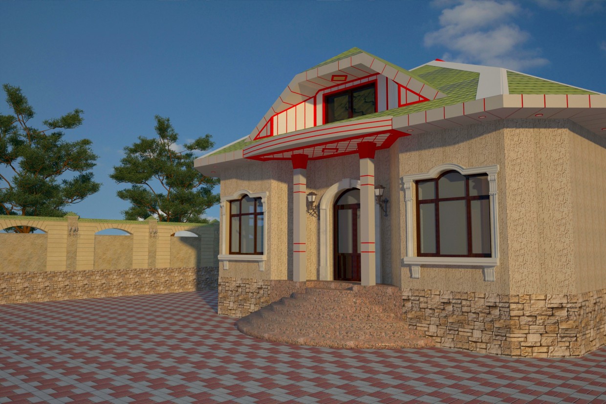 Cottage in 3d max 3d visualization of the project in the Cottage 3d max, render vray 2.5 of Sharifjon Olimov