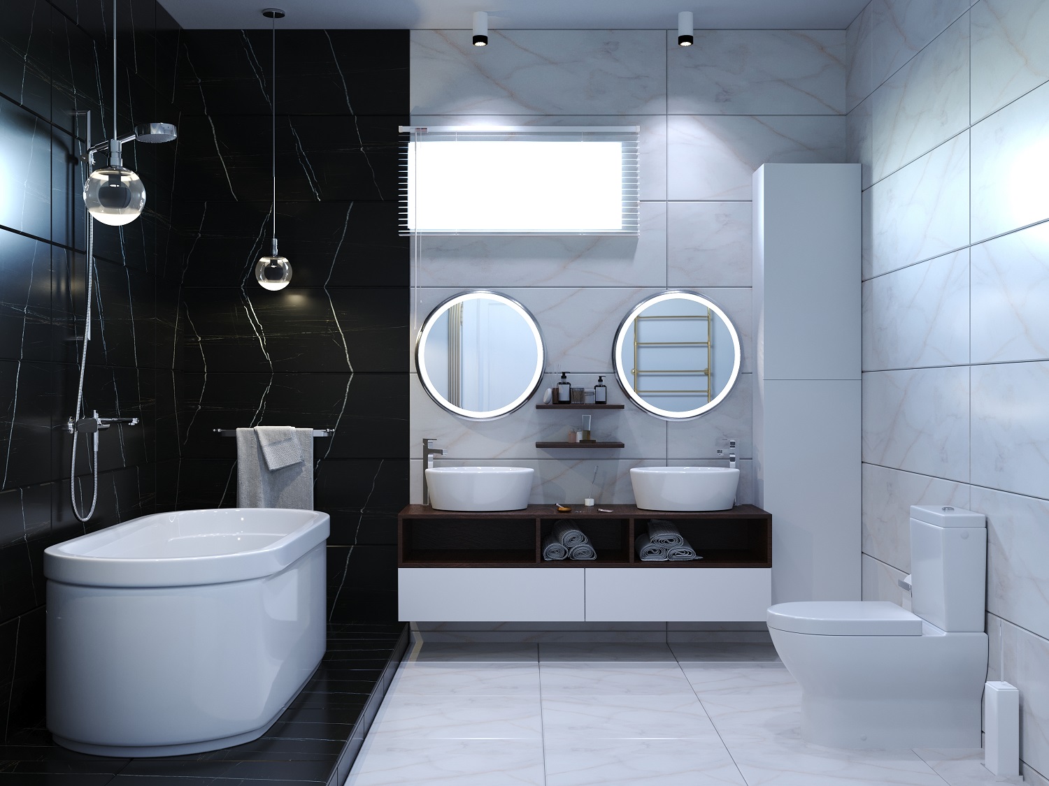 Bathroom design in two versions in 3d max corona render image