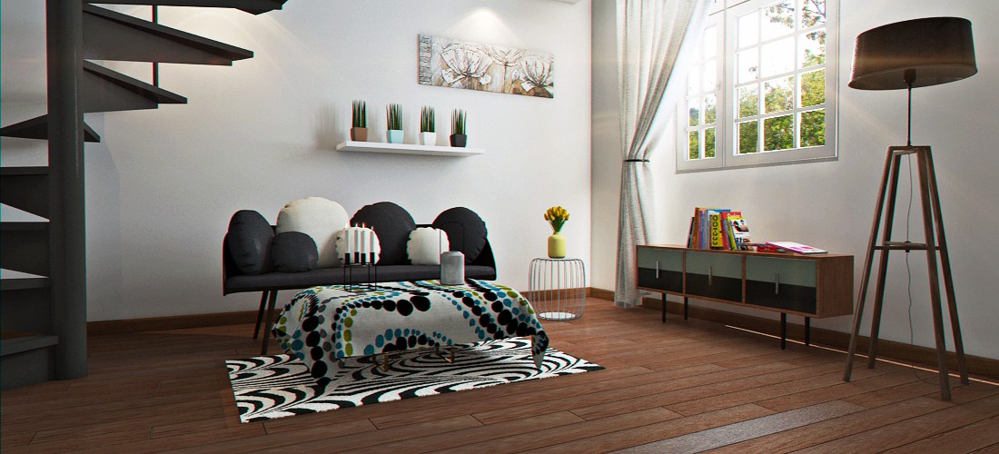 retro living in 3d max mental ray image