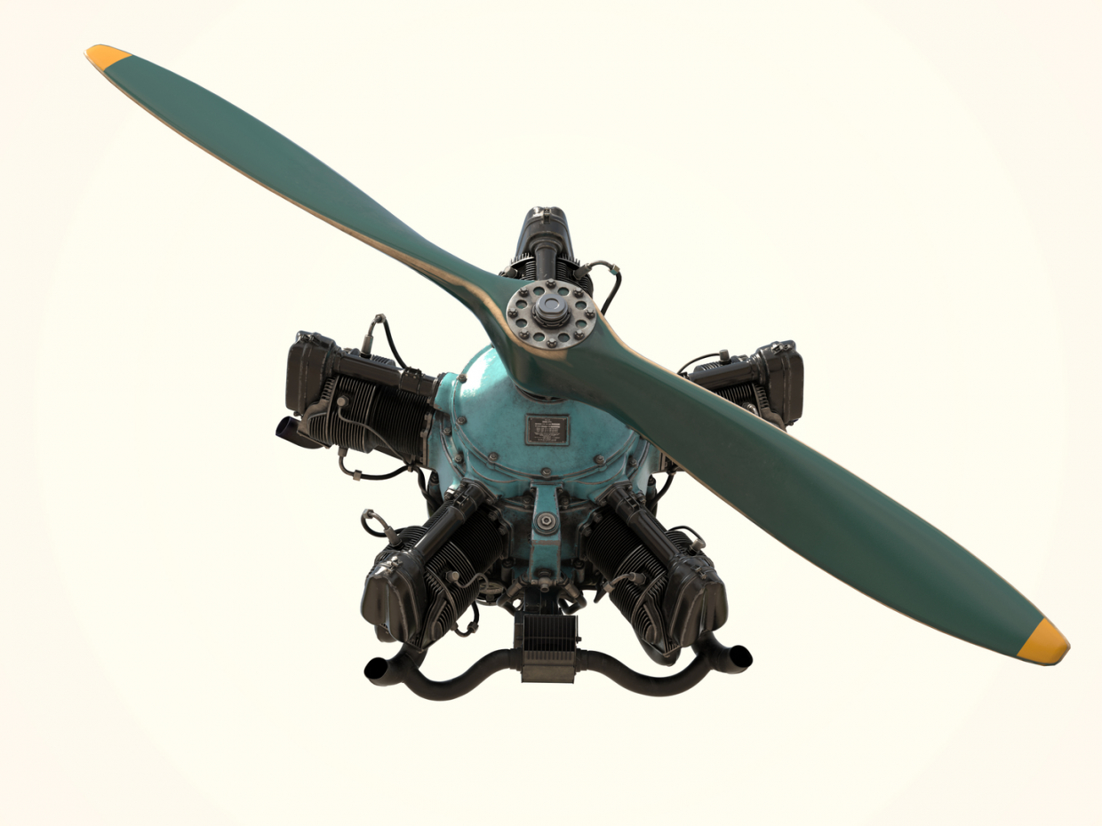 Aircraft engine M-11 3D model in 3d max vray 2.5 image