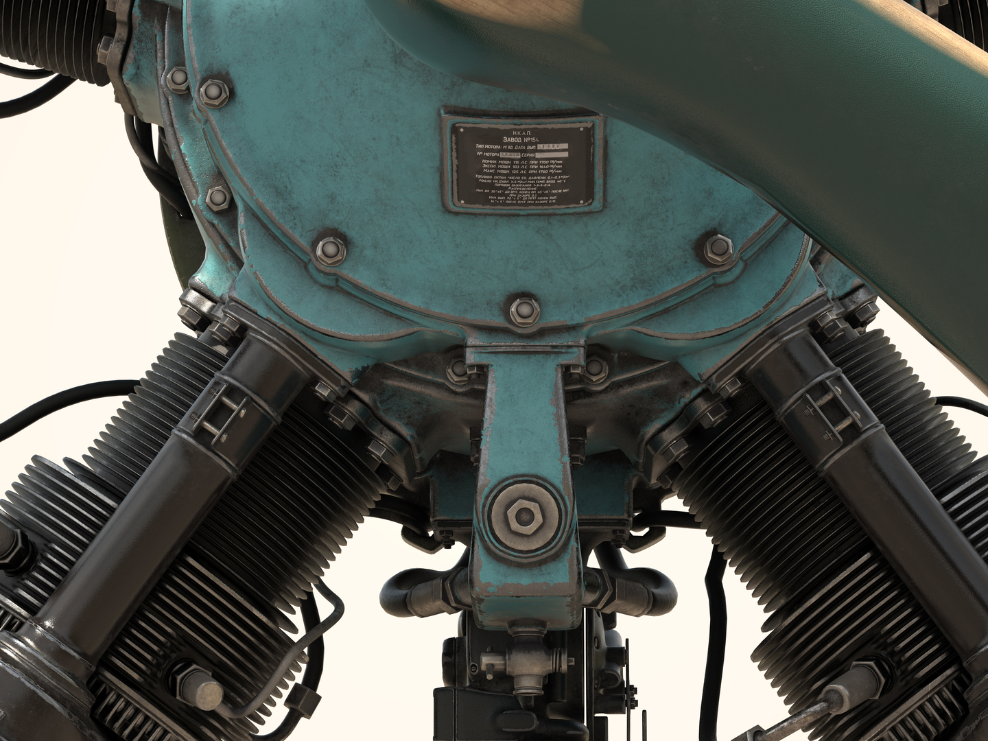 Uçak motoru M-11 3D modeli in 3d max vray 2.5 resim