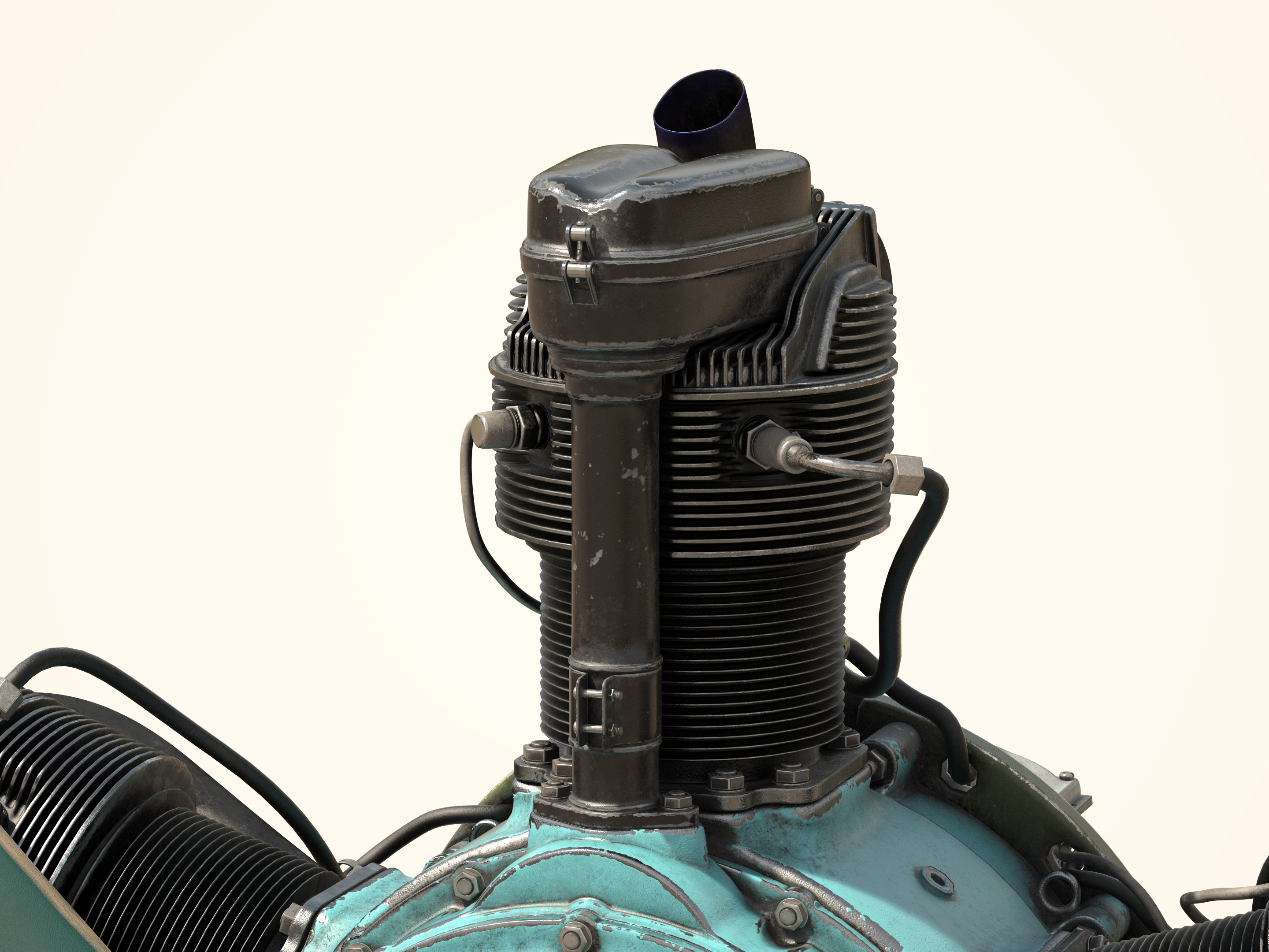 Aircraft engine M-11 3D model in 3d max vray 2.5 image