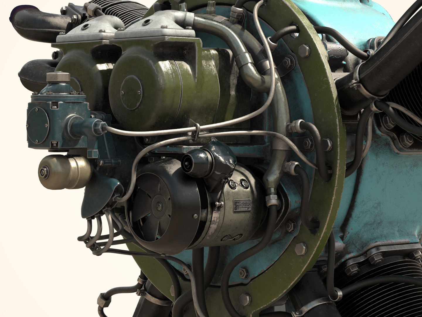 Aircraft engine M-11 3D model in 3d max vray 2.5 image