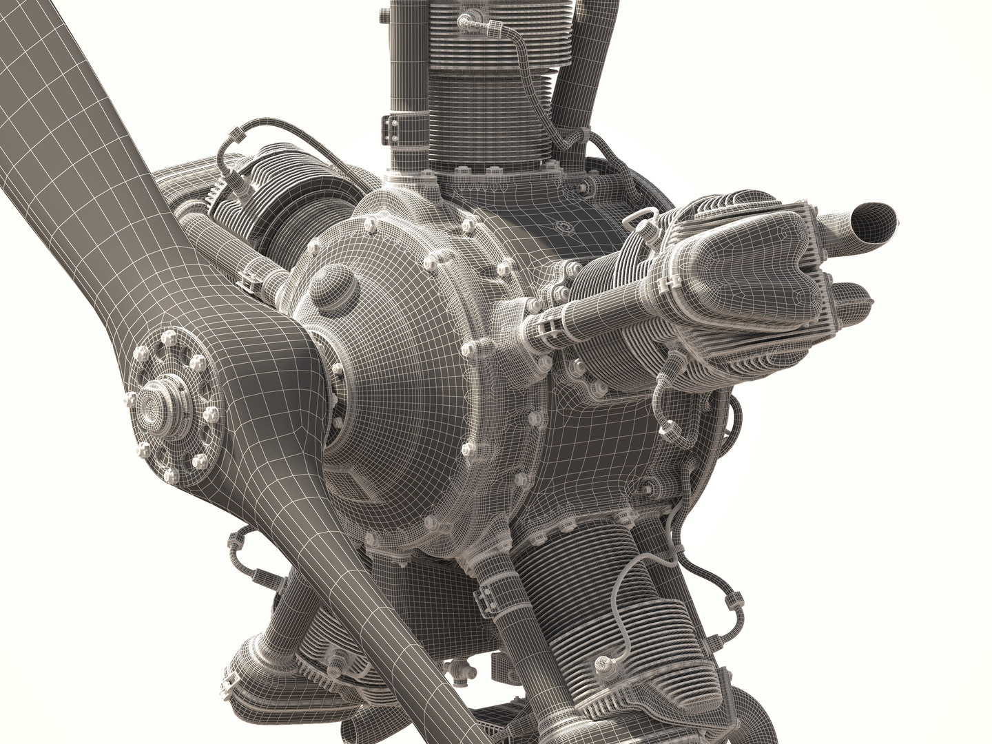 Aircraft engine M-11 3D model in 3d max vray 2.5 image