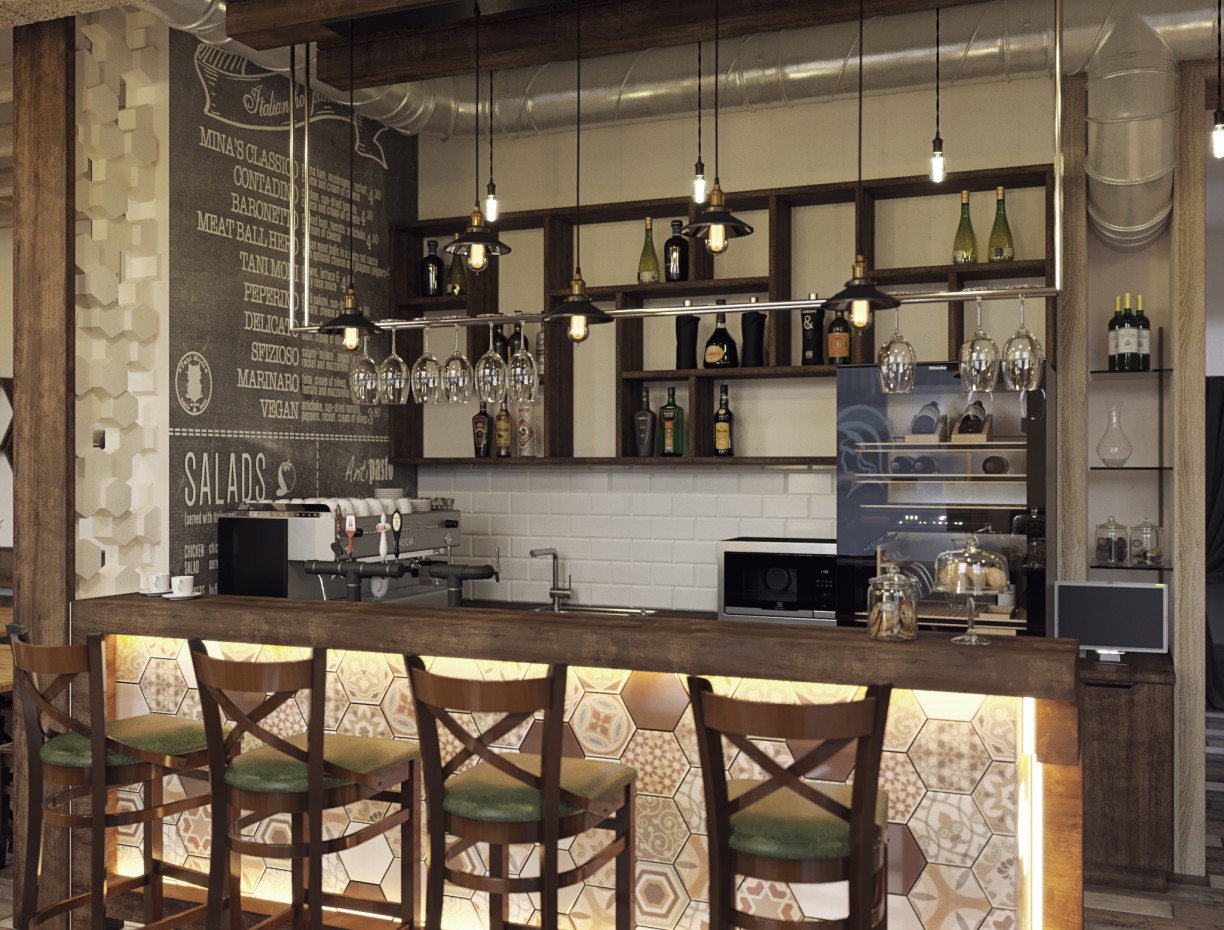 Visualization of a small café Visualization of a small café in 3d max corona render image