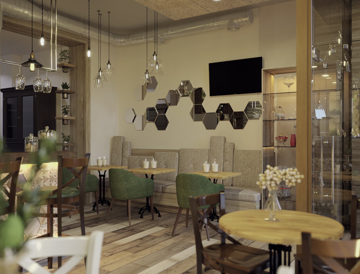 Visualization of a small café Visualization of a small café in 3d max corona render image