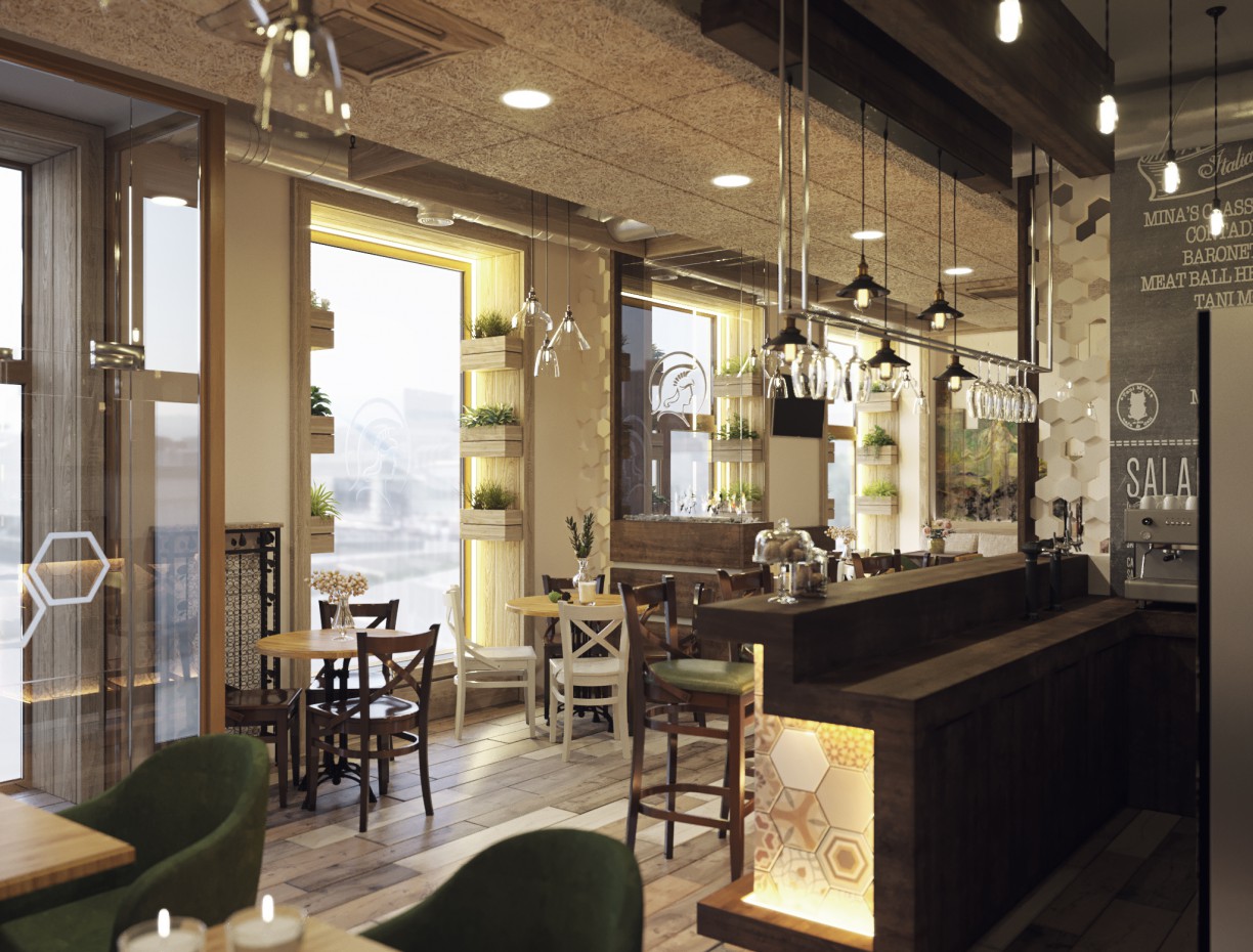 Visualization of a small café Visualization of a small café in 3d max corona render image