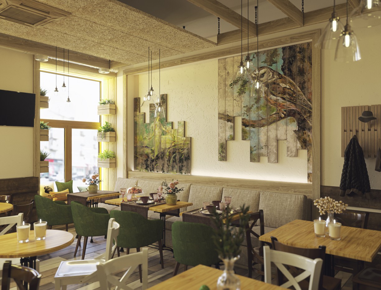 Visualization of a small café Visualization of a small café in 3d max corona render image